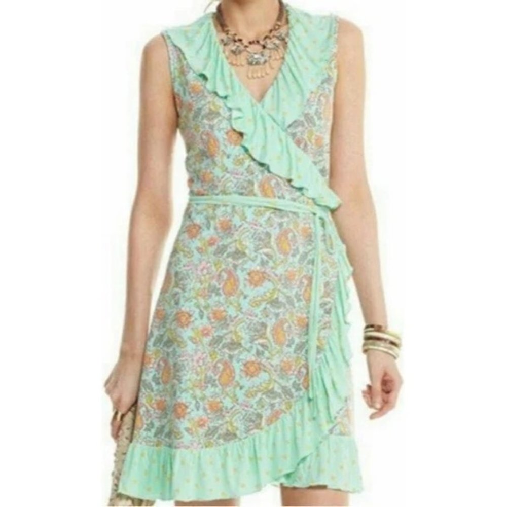 Matilda Jane Women's Sz. M Sleeveless Wrapped In Sunshine Green Dress NWT